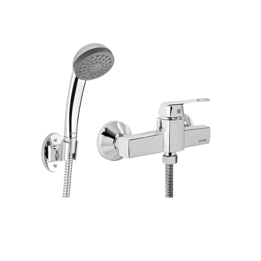 ROUSSEAU Barra de ducha + ducha de mano sin grifo Heko - Cromo | Leroy